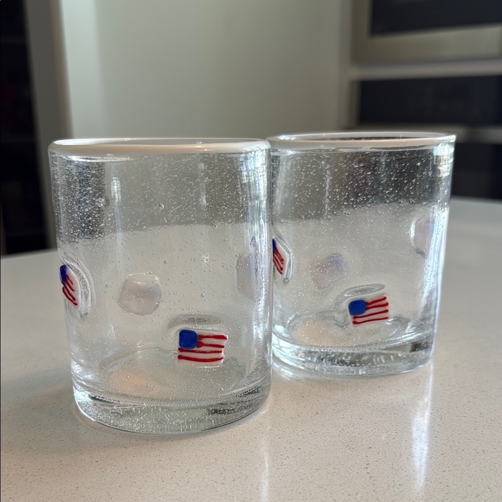 Pottery Barn American Flag Icon Drinking Glasses